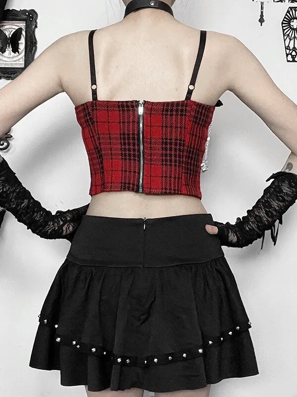 Punk goth lace-up skirt