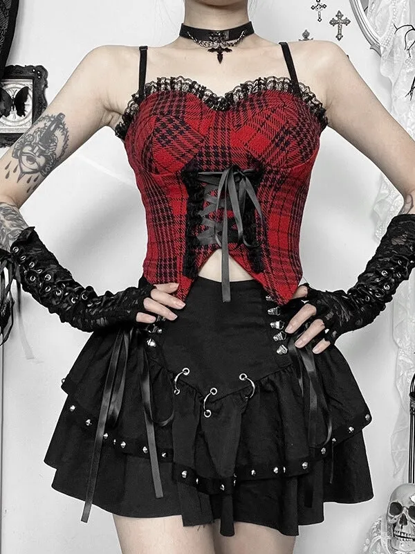 Punk goth lace-up skirt