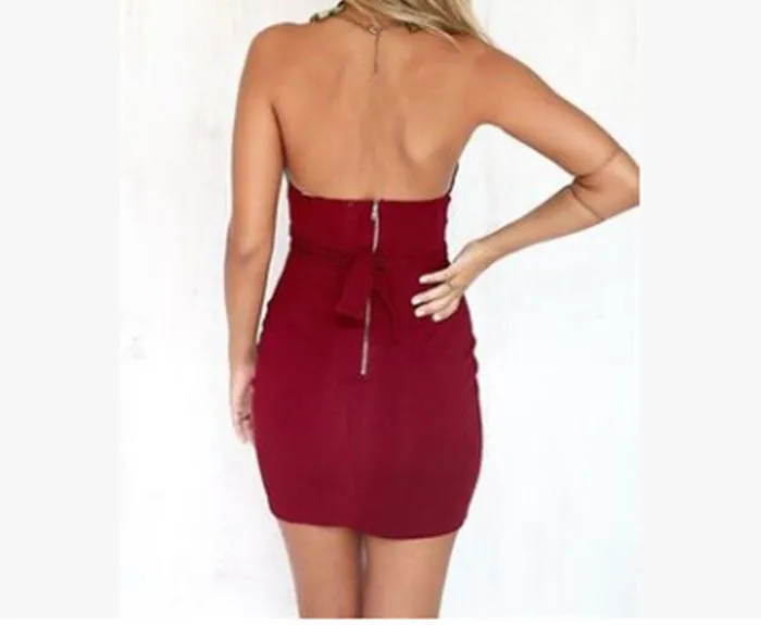 Red backless short dress