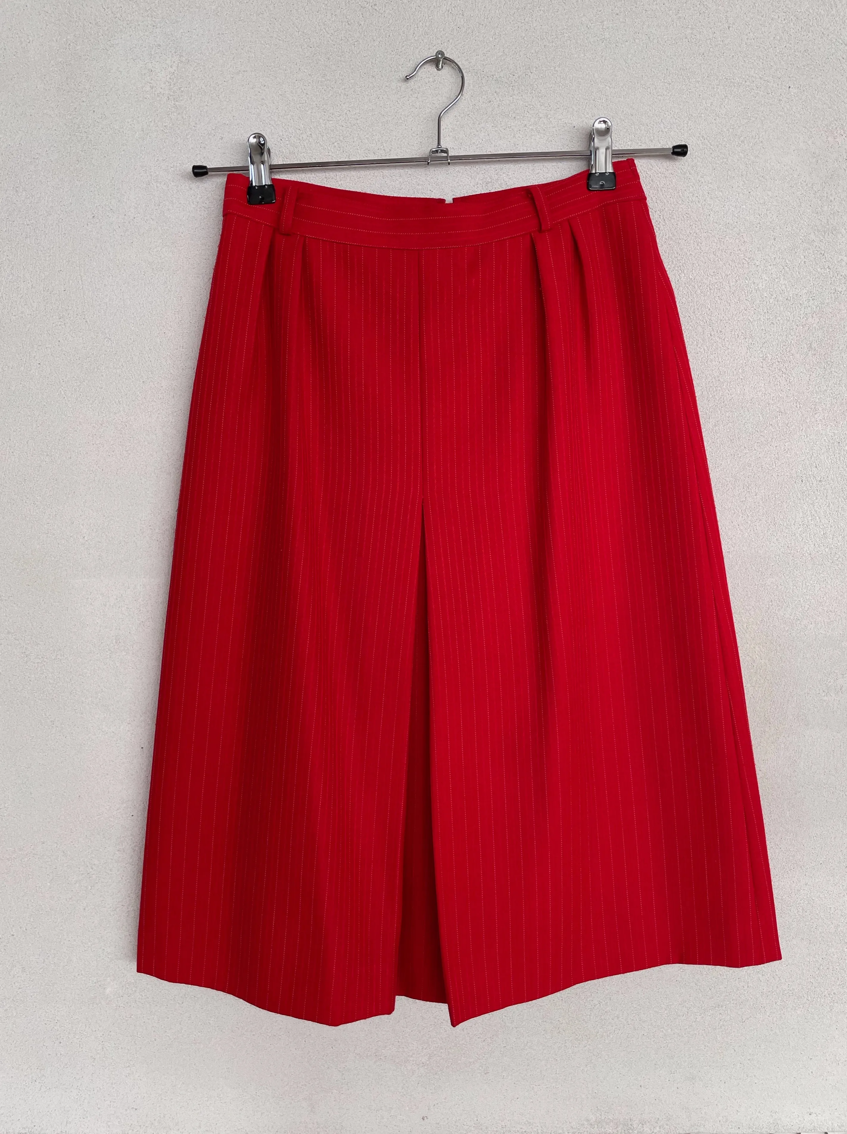 Red Pleat Pin Stripe Skirt