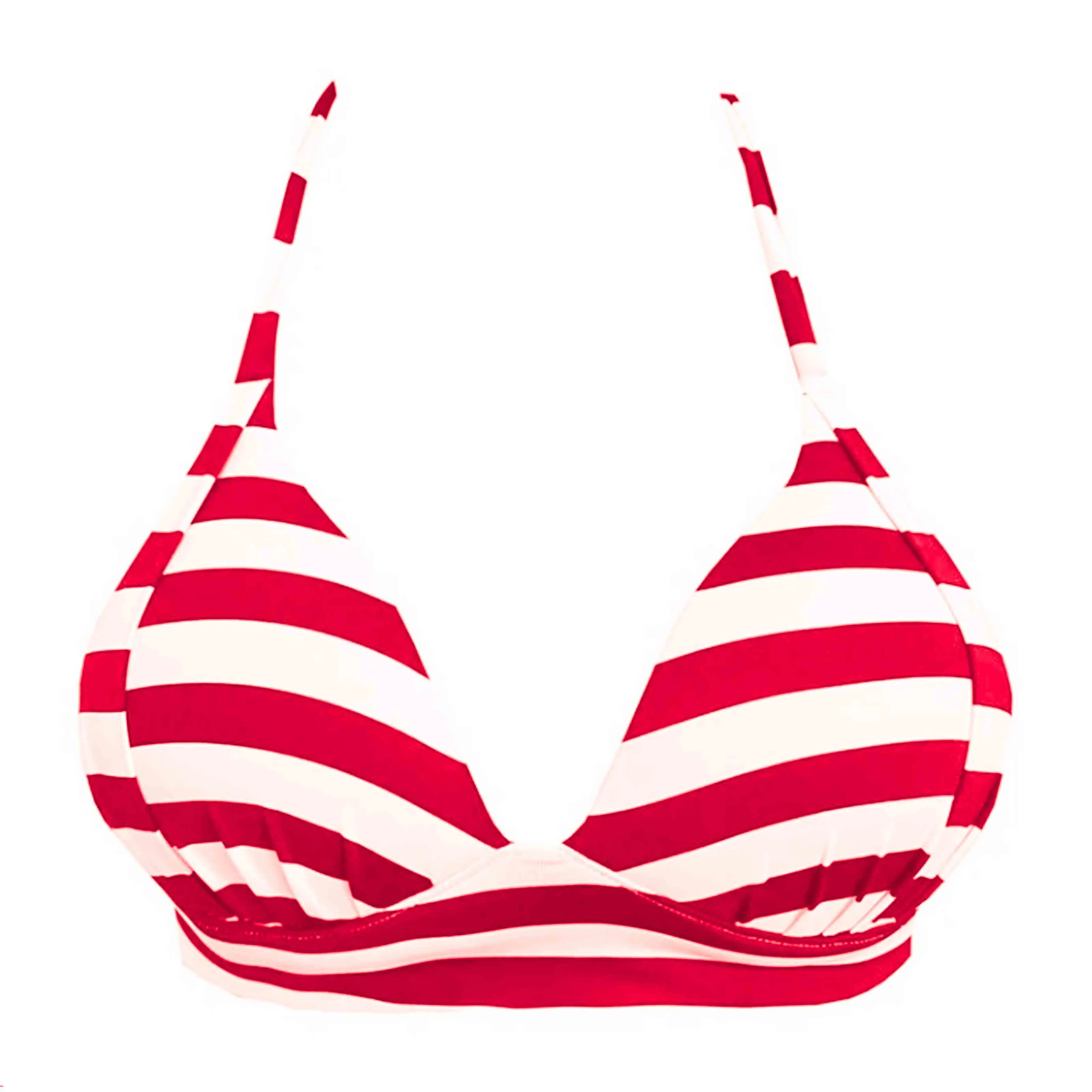 Red Stripes Brazilian Halter Bikini Top