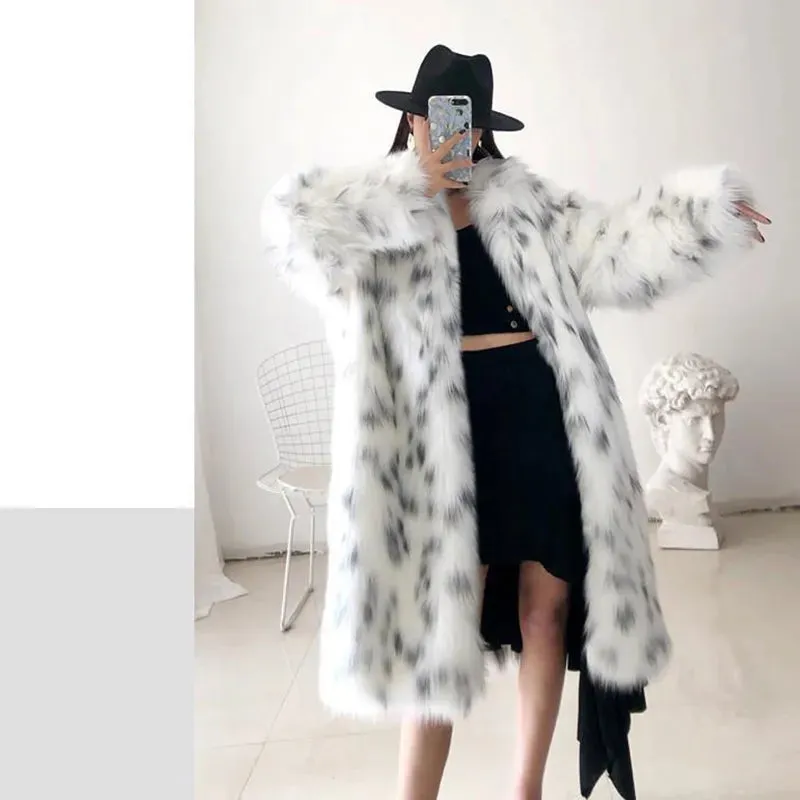 Reka Faux Snow Leopard Fur Maxi Coat