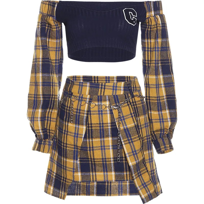 Retro plaid two-piece KF82604