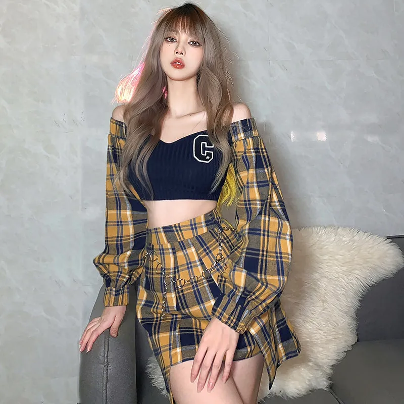 Retro plaid two-piece KF82604