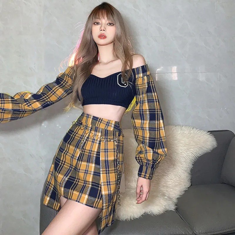 Retro plaid two-piece KF82604