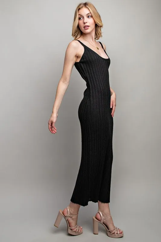 RIBBED-KNIT MAXI DRESS