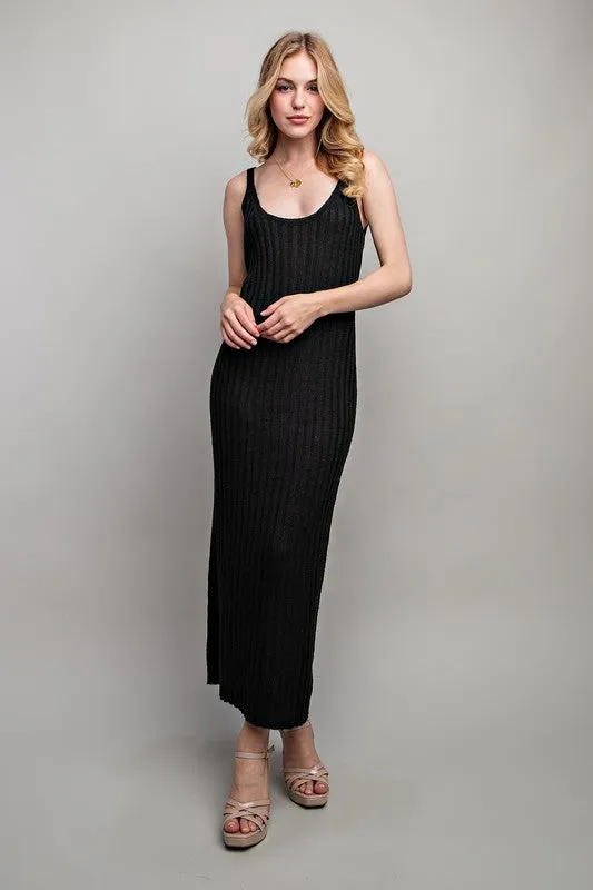 RIBBED-KNIT MAXI DRESS