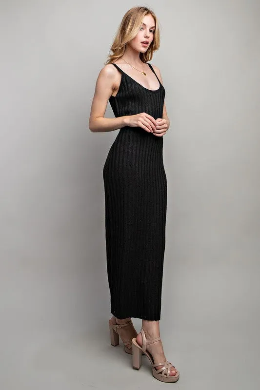 RIBBED-KNIT MAXI DRESS