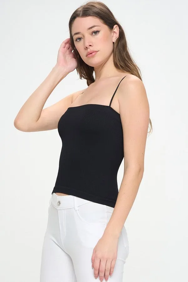 Ribbed Thin Strapped Seamless Tank