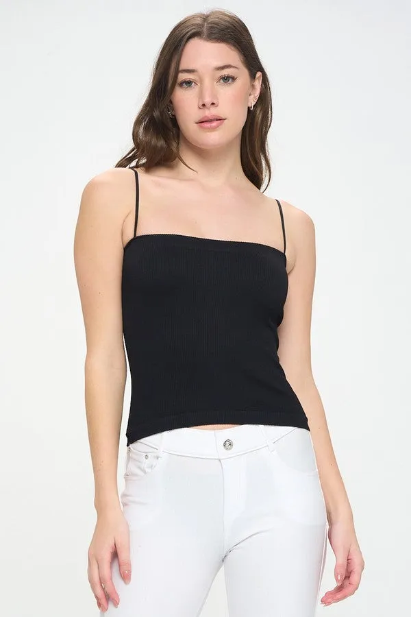 Ribbed Thin Strapped Seamless Tank