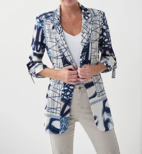 Roll Tab Sleeve Printed Blazer