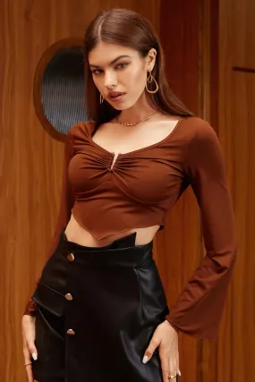 Ruched Notched Neck Crop Top