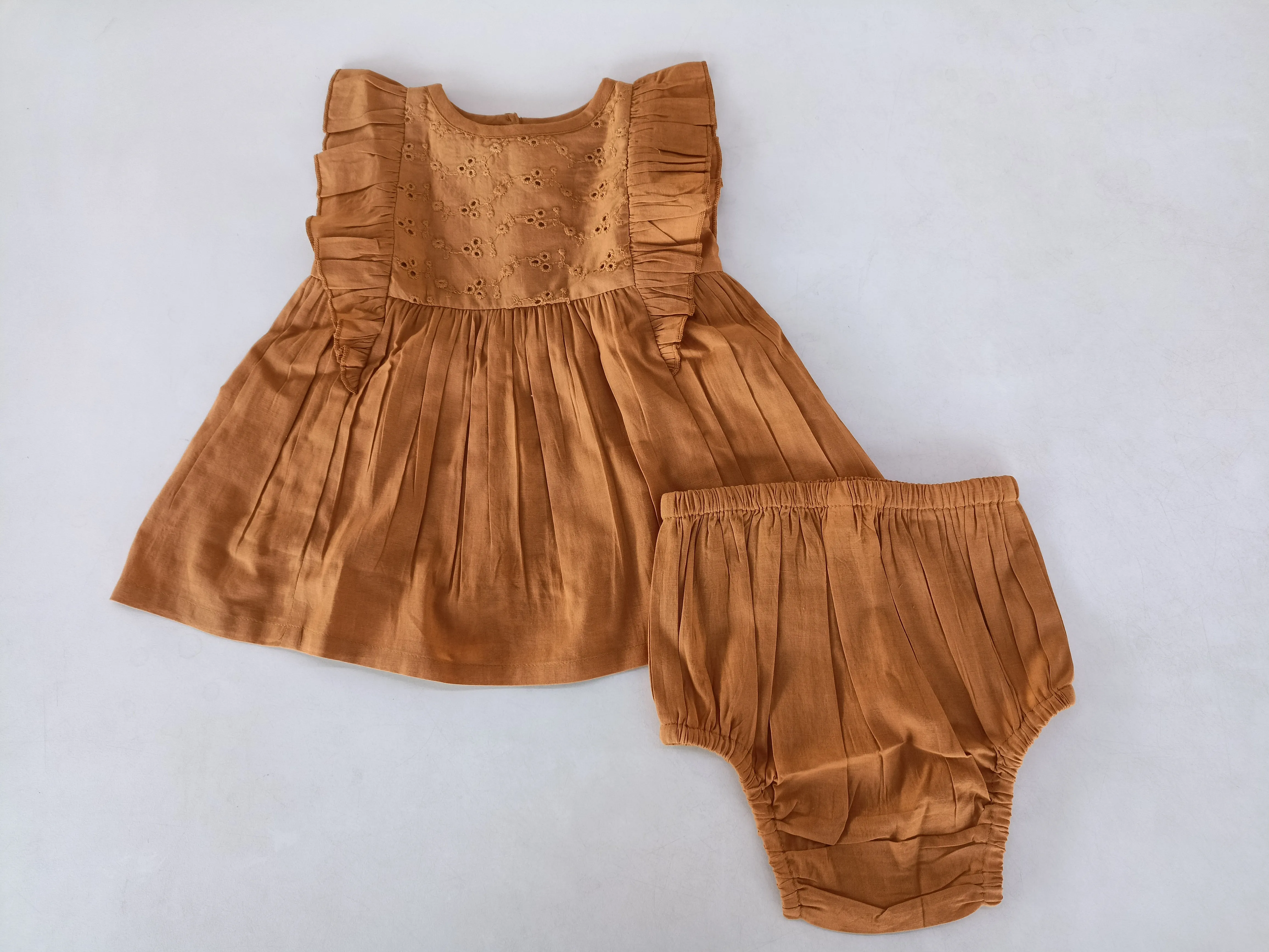 Rust Sleeveless Dress & Diaper Cover Set