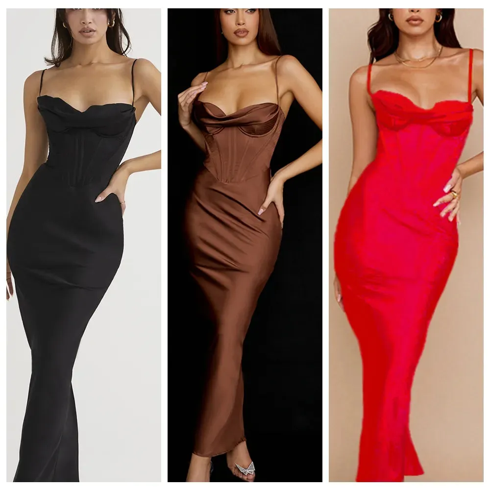 Satin Maxi Bodycon Dress