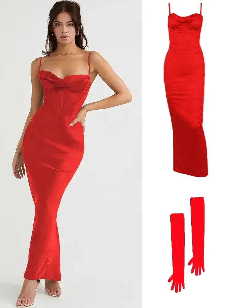 Satin Maxi Bodycon Dress