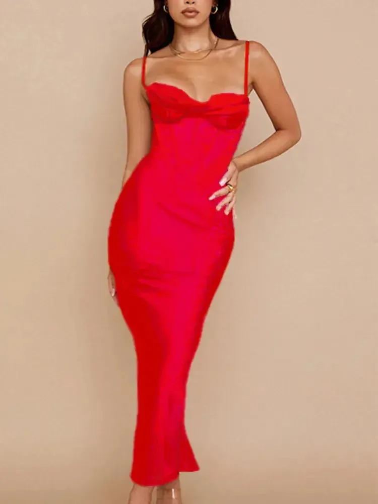 Satin Maxi Bodycon Dress