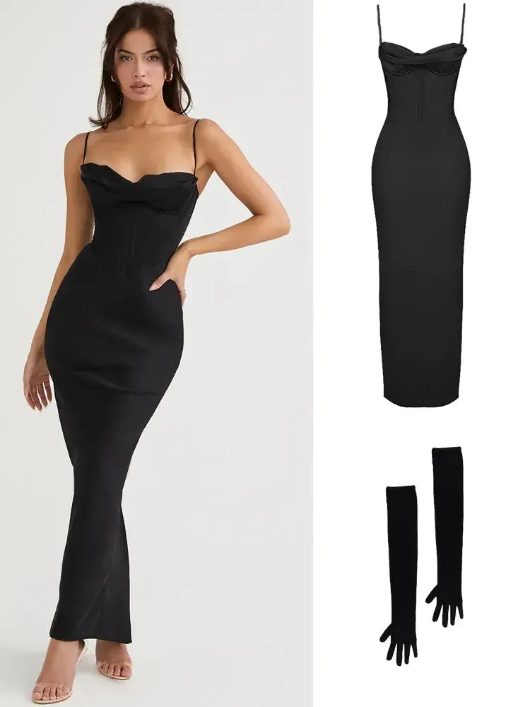 Satin Maxi Bodycon Dress