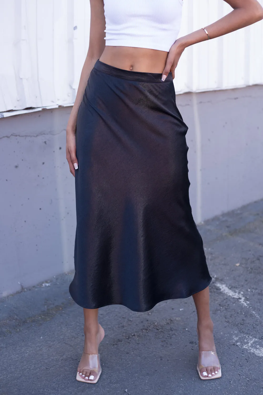 Satin Midi Skirt