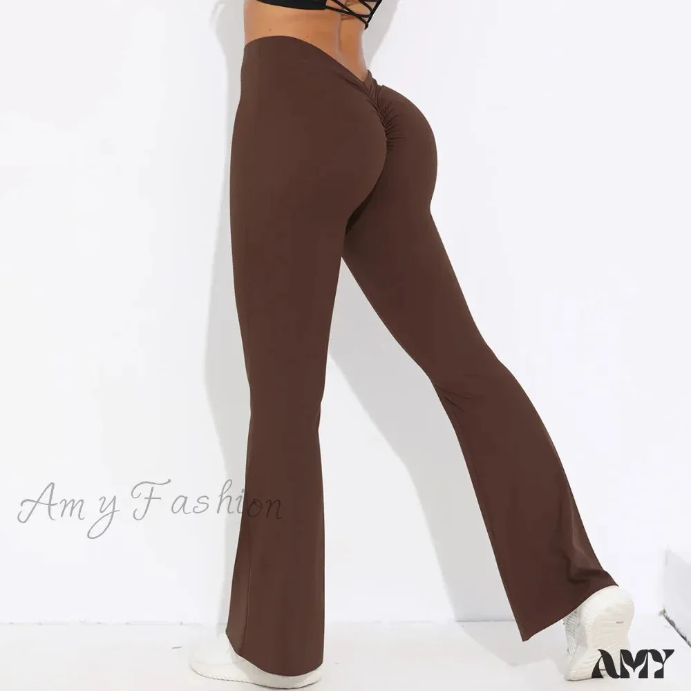 Scrunch Butt Gym Flare Sexy V Waist Push Up Naked Feeling Yoga Pants Workout Tights Leggings