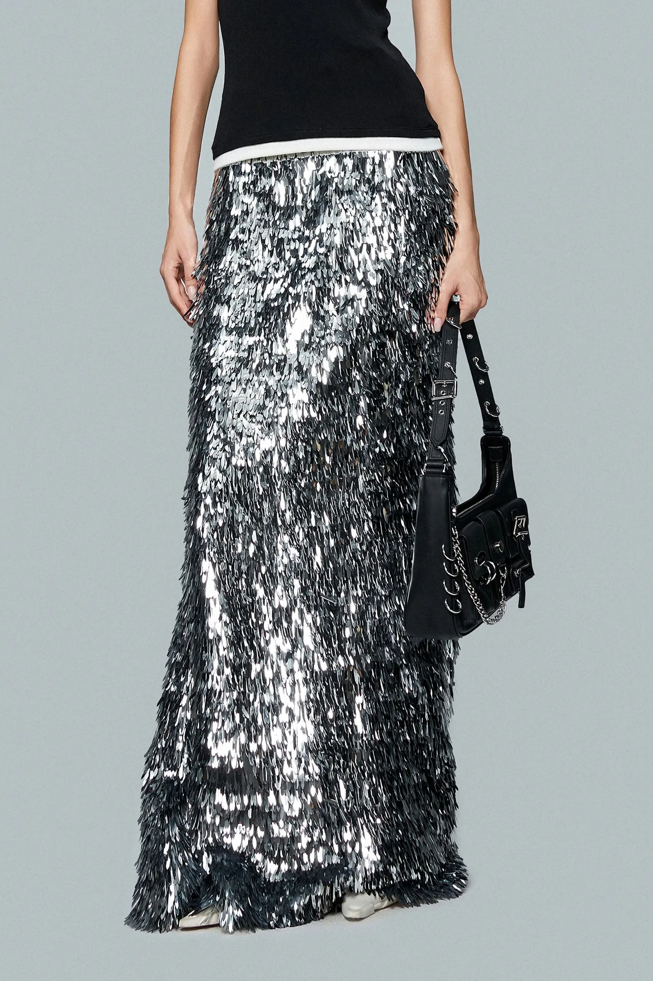 Sequin fish tail long skirt