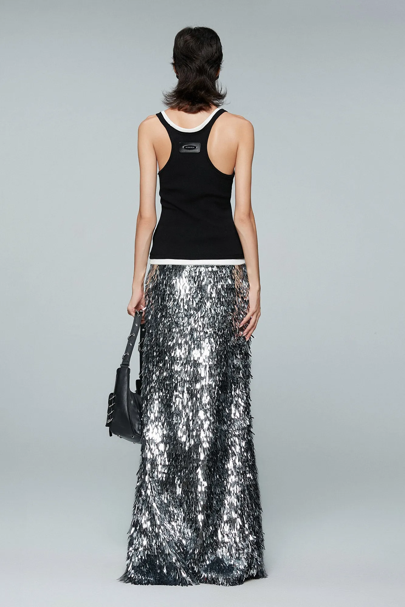 Sequin fish tail long skirt