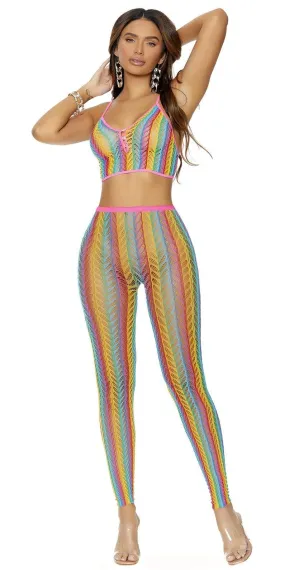 Sexy Pride Rainbow Crochet Cami Top and Leggings