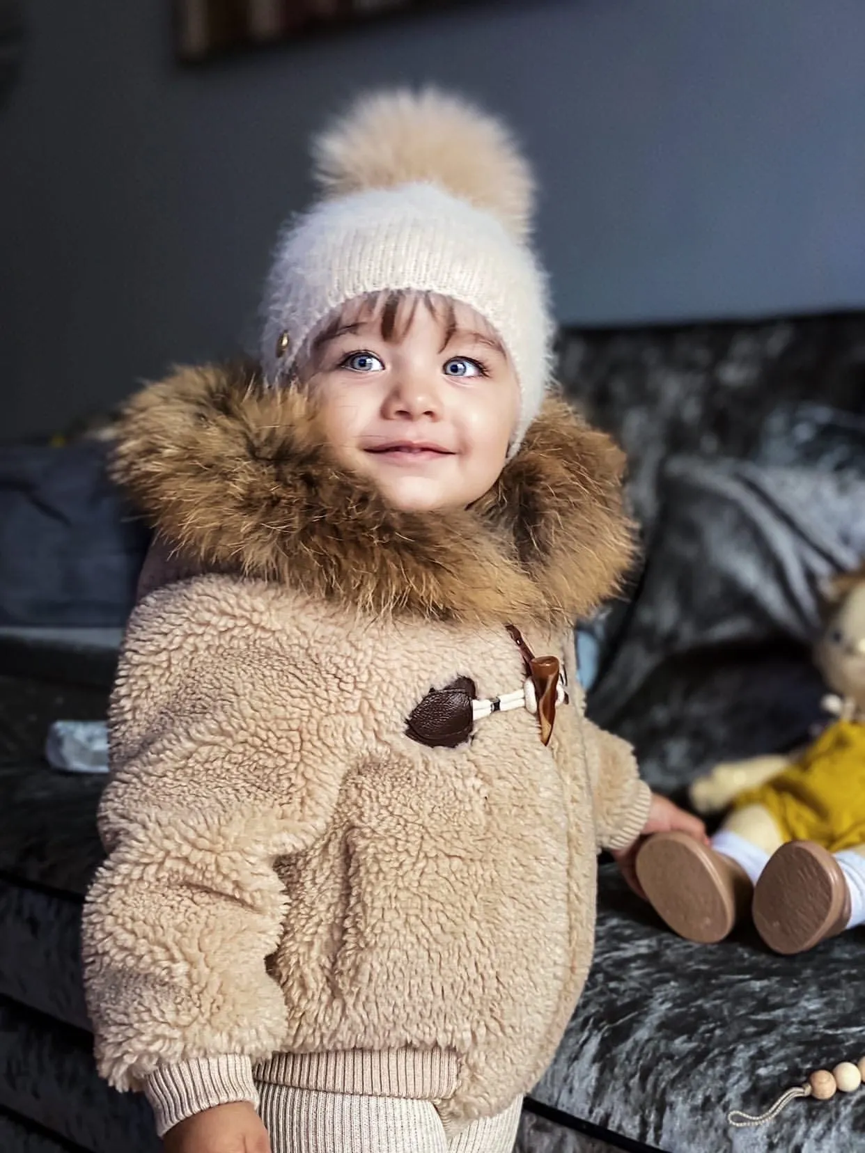 Shearling Camel Bomber Coat