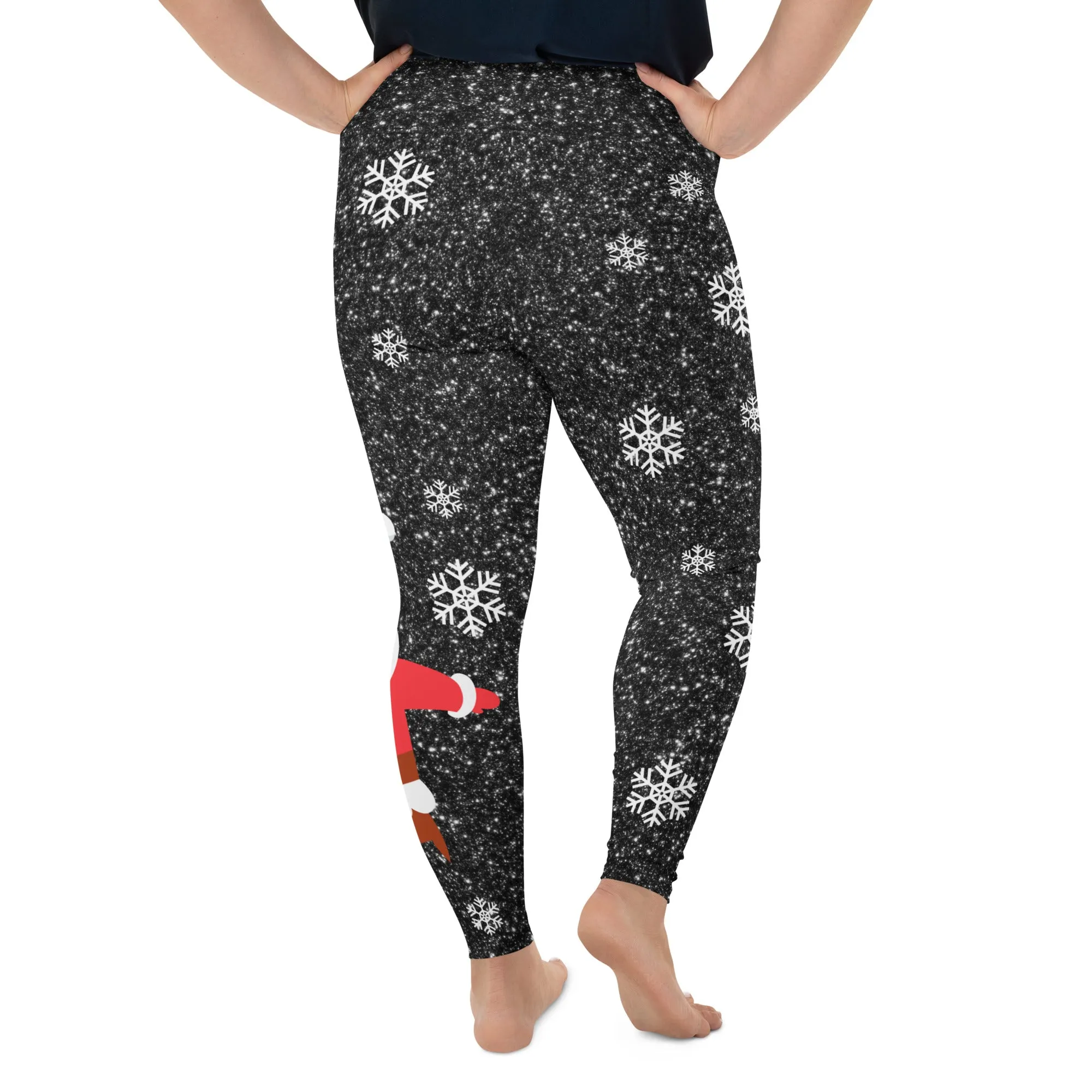 Sparkly Santa Print Plus Size Leggings