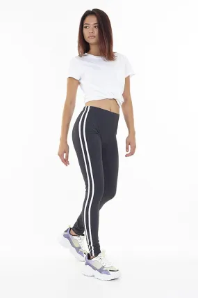 STRETCHY CHARCOAL STRIPED LEGGINGS