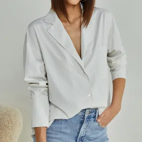 Striped Button Front V Neck Shirt