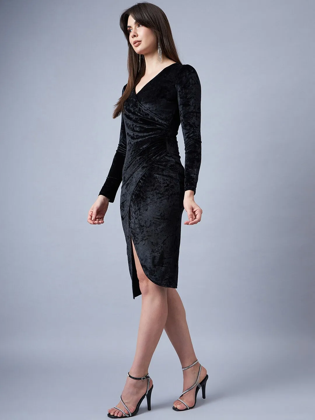 Stunning Black Velvet Sheath Dress