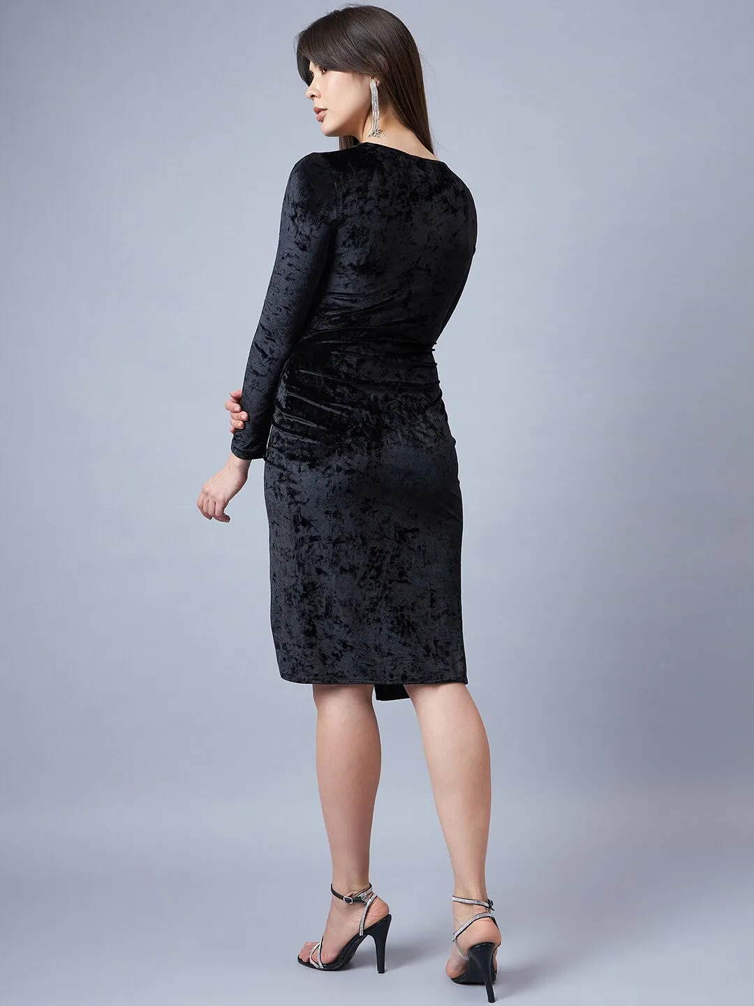 Stunning Black Velvet Sheath Dress