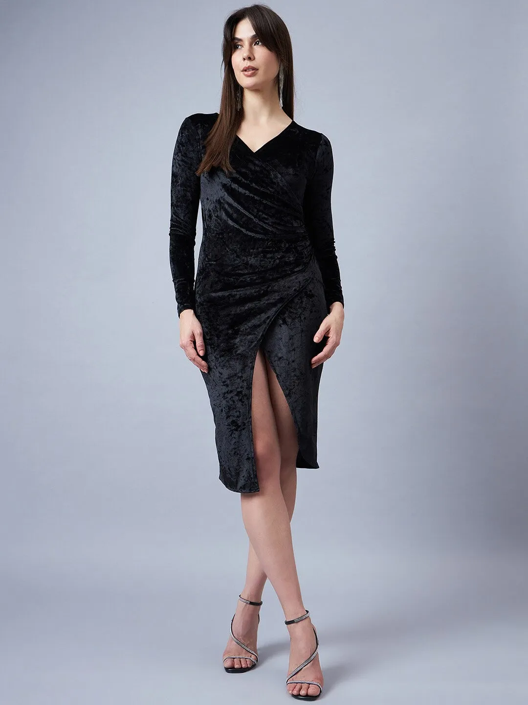 Stunning Black Velvet Sheath Dress