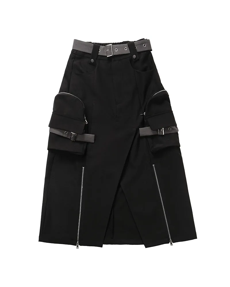 Techwear Sweet Girl Top And Cargo Skirt Set（Sold Separately）