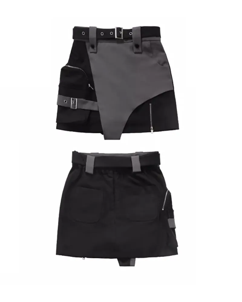 Techwear Sweet Girl Top And Cargo Skirt Set（Sold Separately）