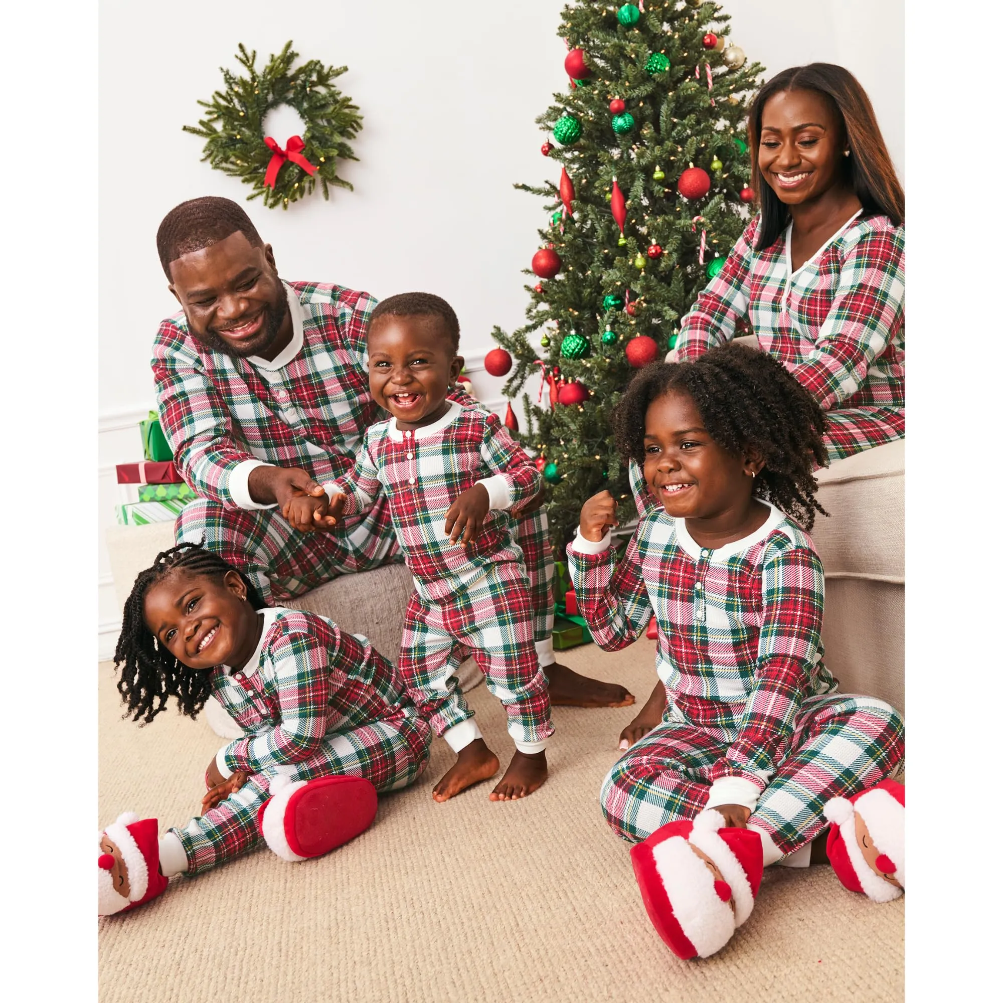 The Children's Place Baby Men's Family Matching, Thermal Pajamas Sets, Red Tartan Plaid-Adult Dad, Large (Adult)