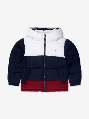 Tommy Hilfiger Boys Alaska Colourblock Puffer Jacket in Navy