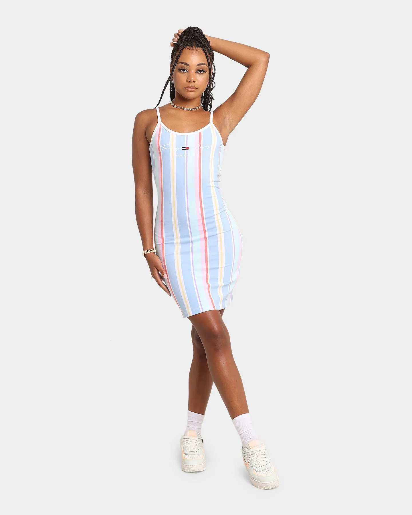 Tommy Jeans Women's Stripe Strap Dress Light Powdery Blue