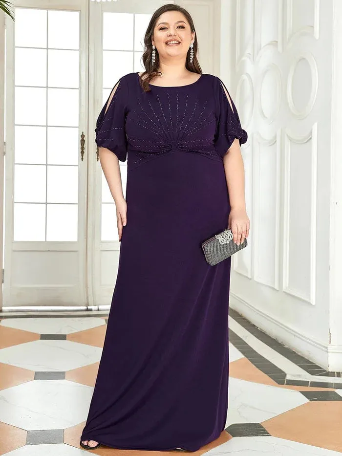 Trendy Round Neck Bodycon Wedding Guest Dress with Sleeves