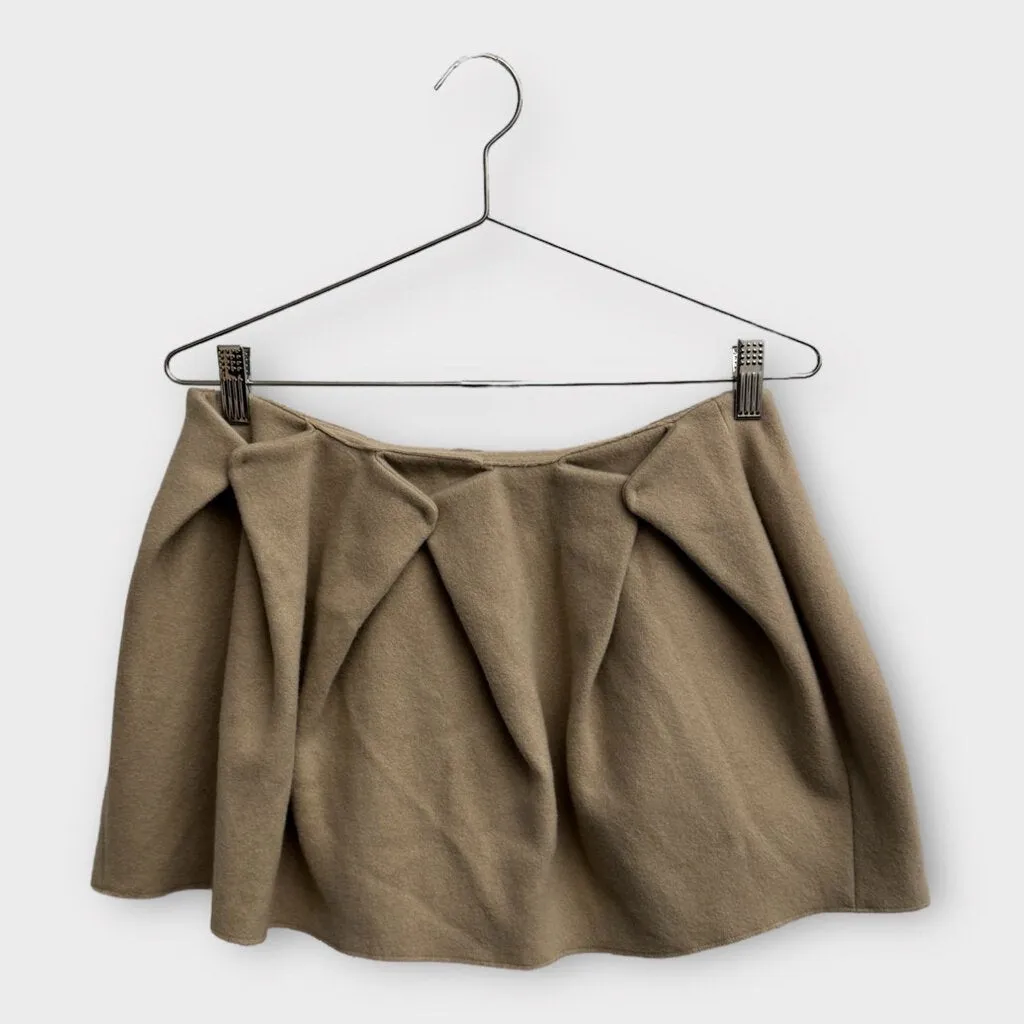 Undercover Beige Wool & Angora Folded Mini Skirt