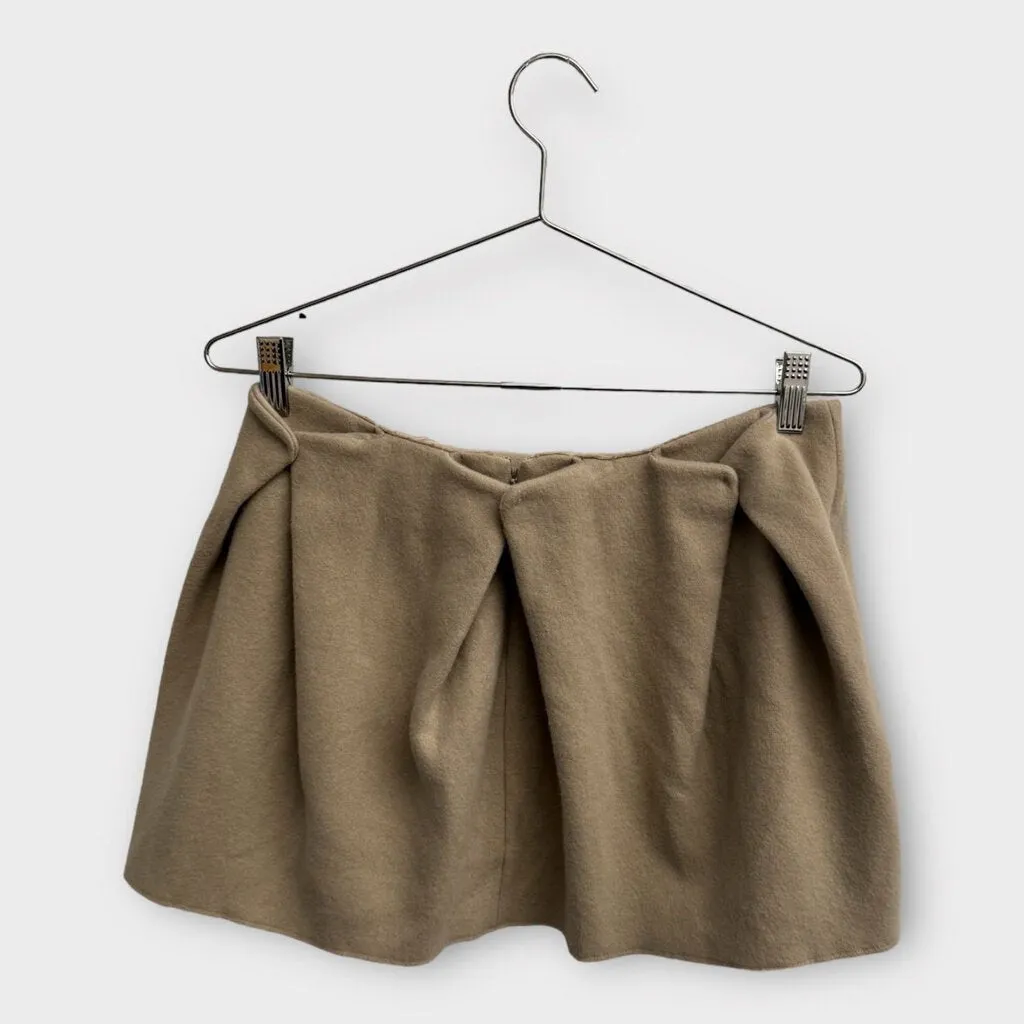 Undercover Beige Wool & Angora Folded Mini Skirt