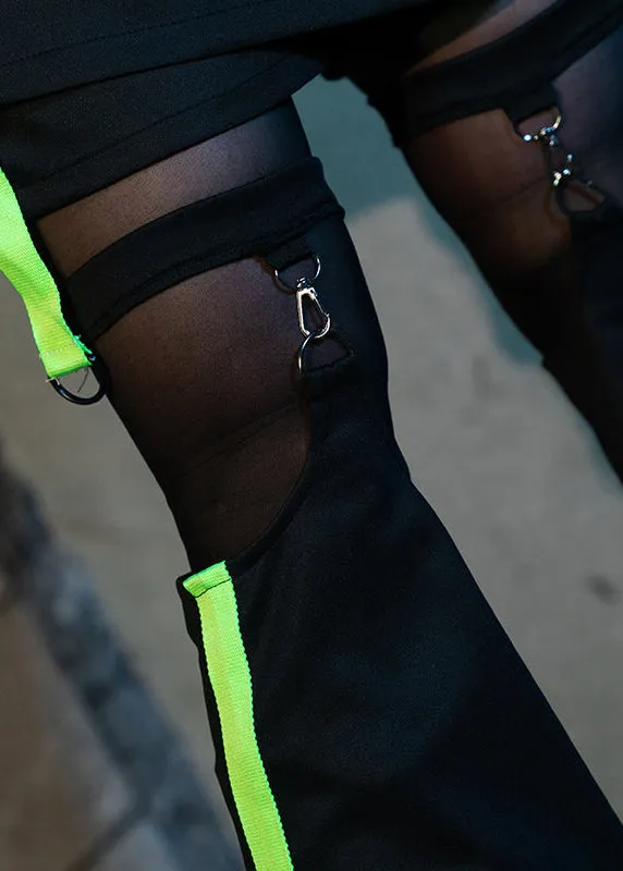 Uzurai Cyberpunk Tech Black Green Leg Warmer