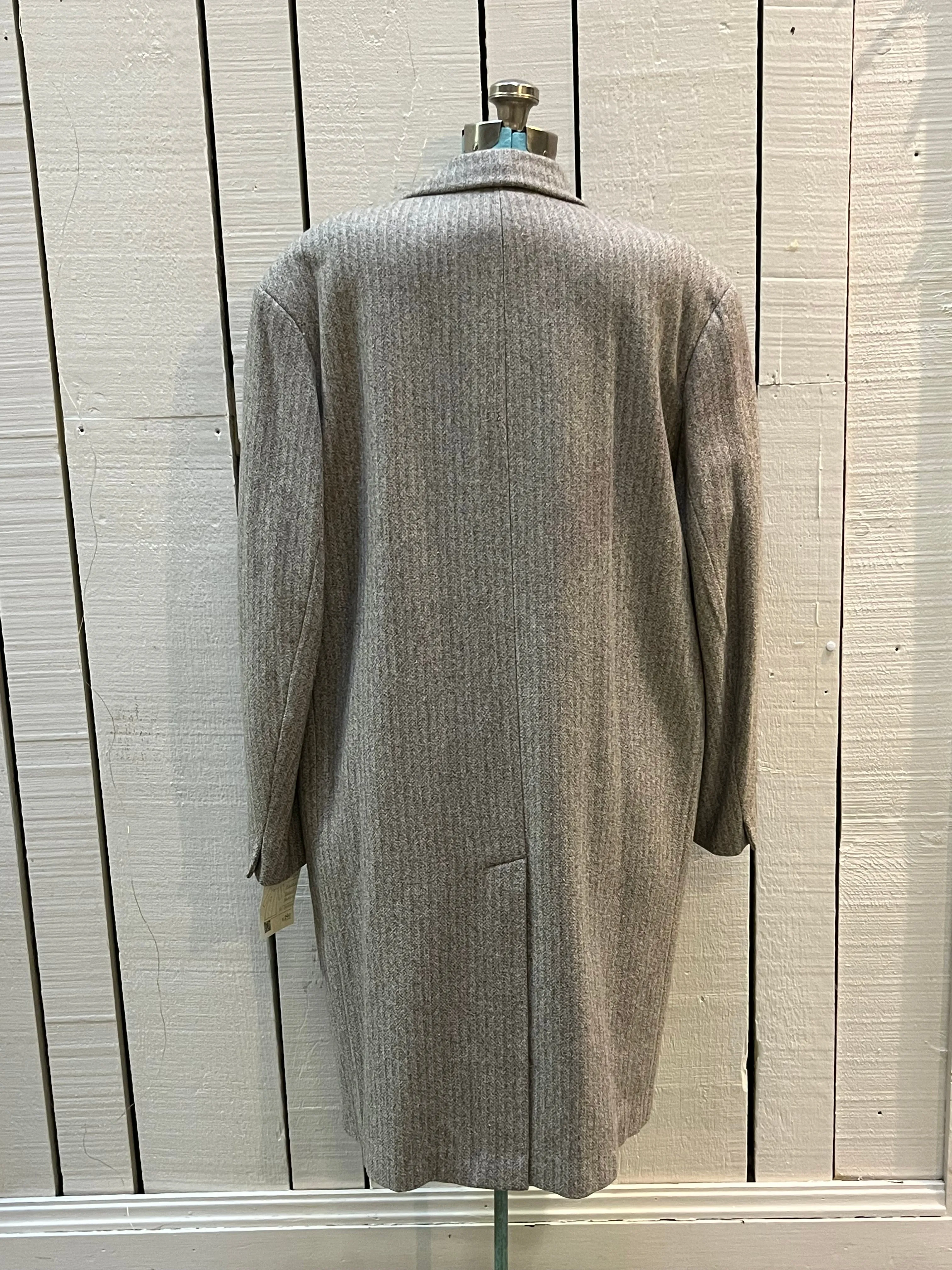 Vintage E. Braun and Co. Grey Wool and Silk Coat, Made in Baden-Baden W. Germany, Chest 44”