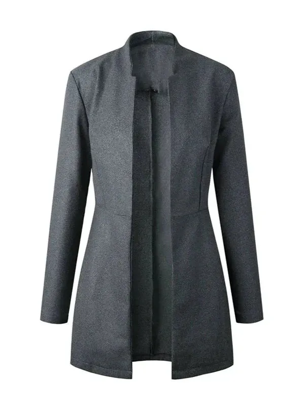 Wenkouban-Winter outfits Christmas Stand Collar Slim Waist Long Blazer Jacket