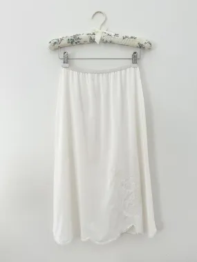 White 1950s Floral Lace Appliqué Slip Skirt (XS/S)