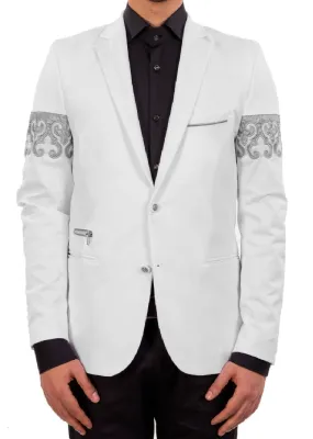 White Silver "Fleur De Lis" Blazer