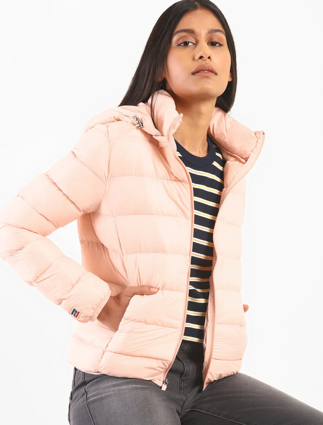 Women's Solid Hooded Quilted Jacket