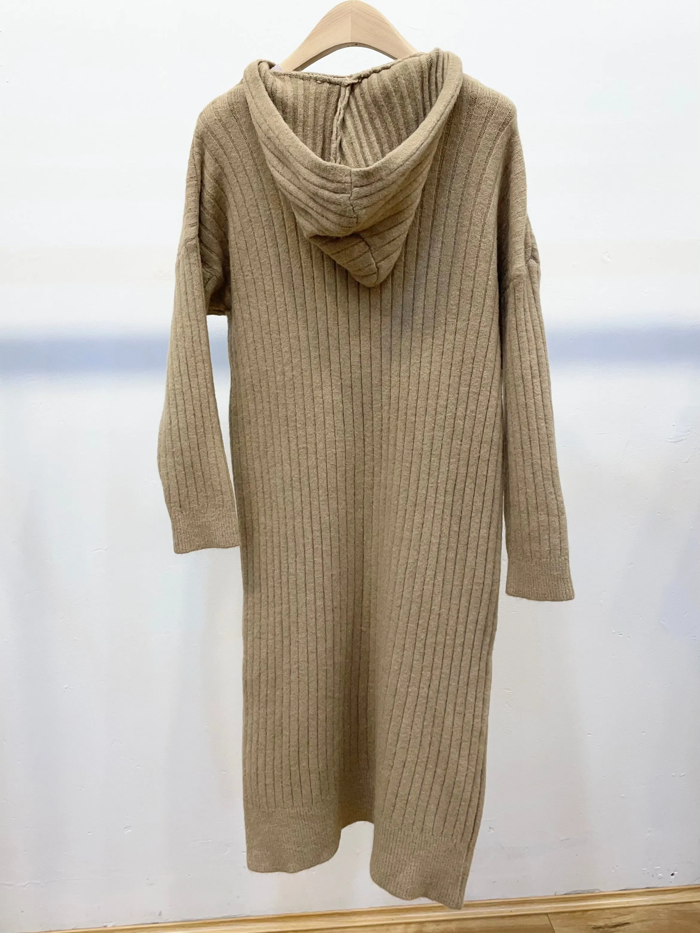 Wool knitted dress with hoodie