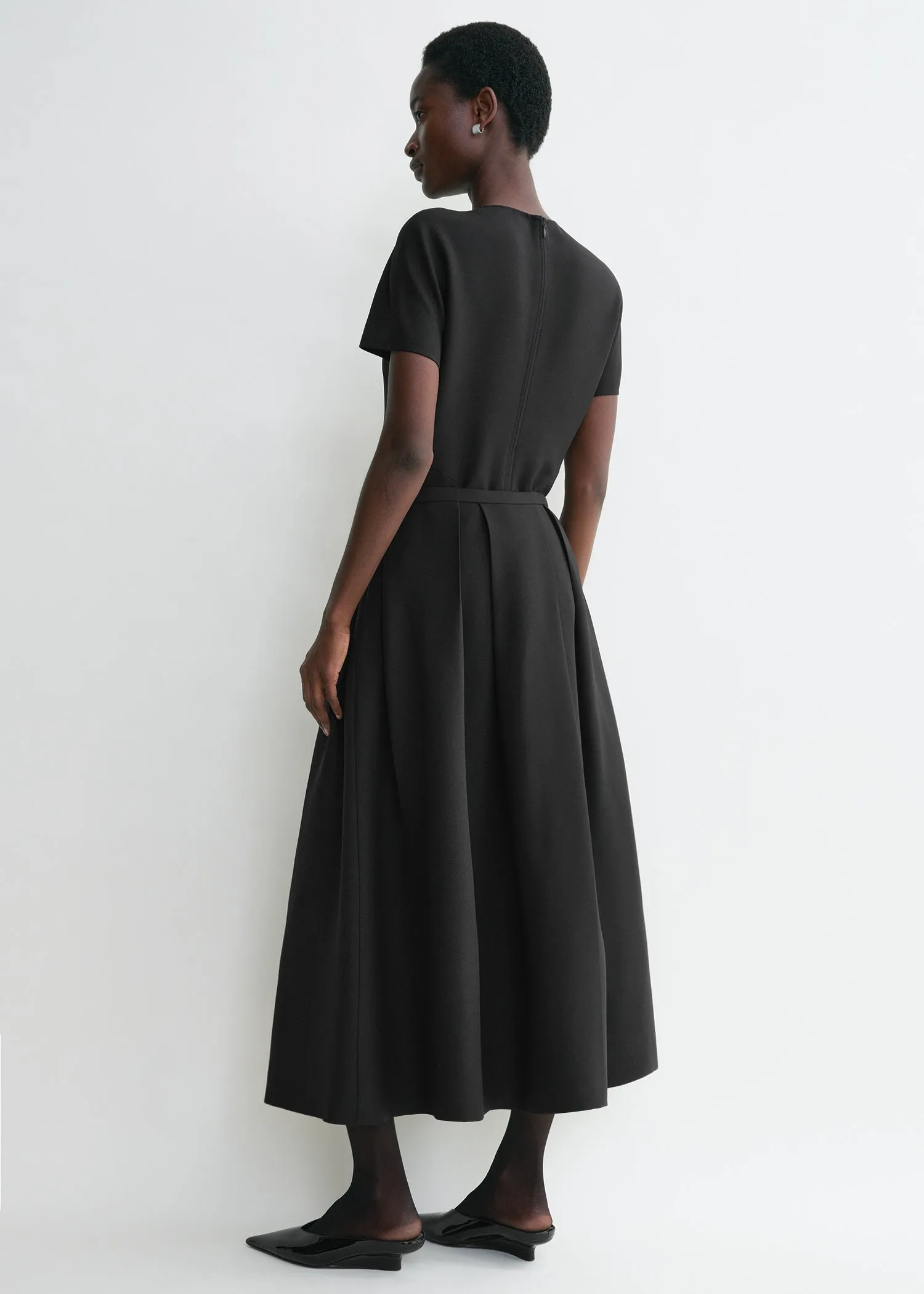 Wool silk twinflower skirt black