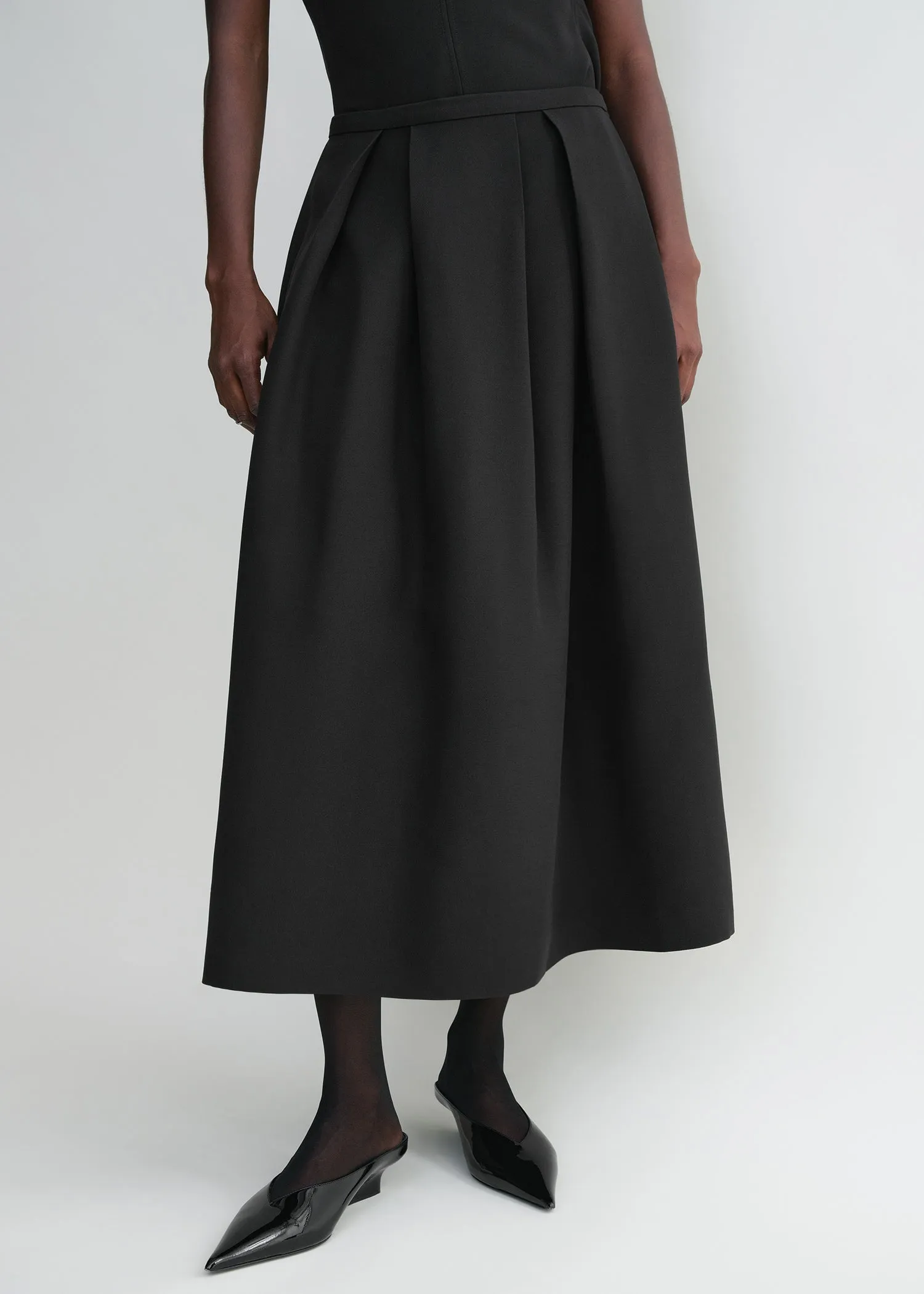 Wool silk twinflower skirt black